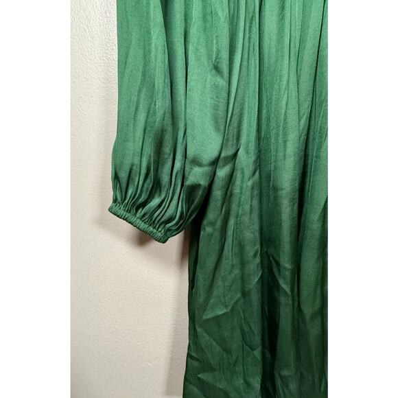 Maje Green Shirred Satin Holiday Mini Dress size 36/4 US $375 - Picture 7 of 12